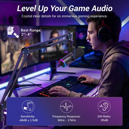 USB/XLR Gaming Microphone with Noise Cancellation