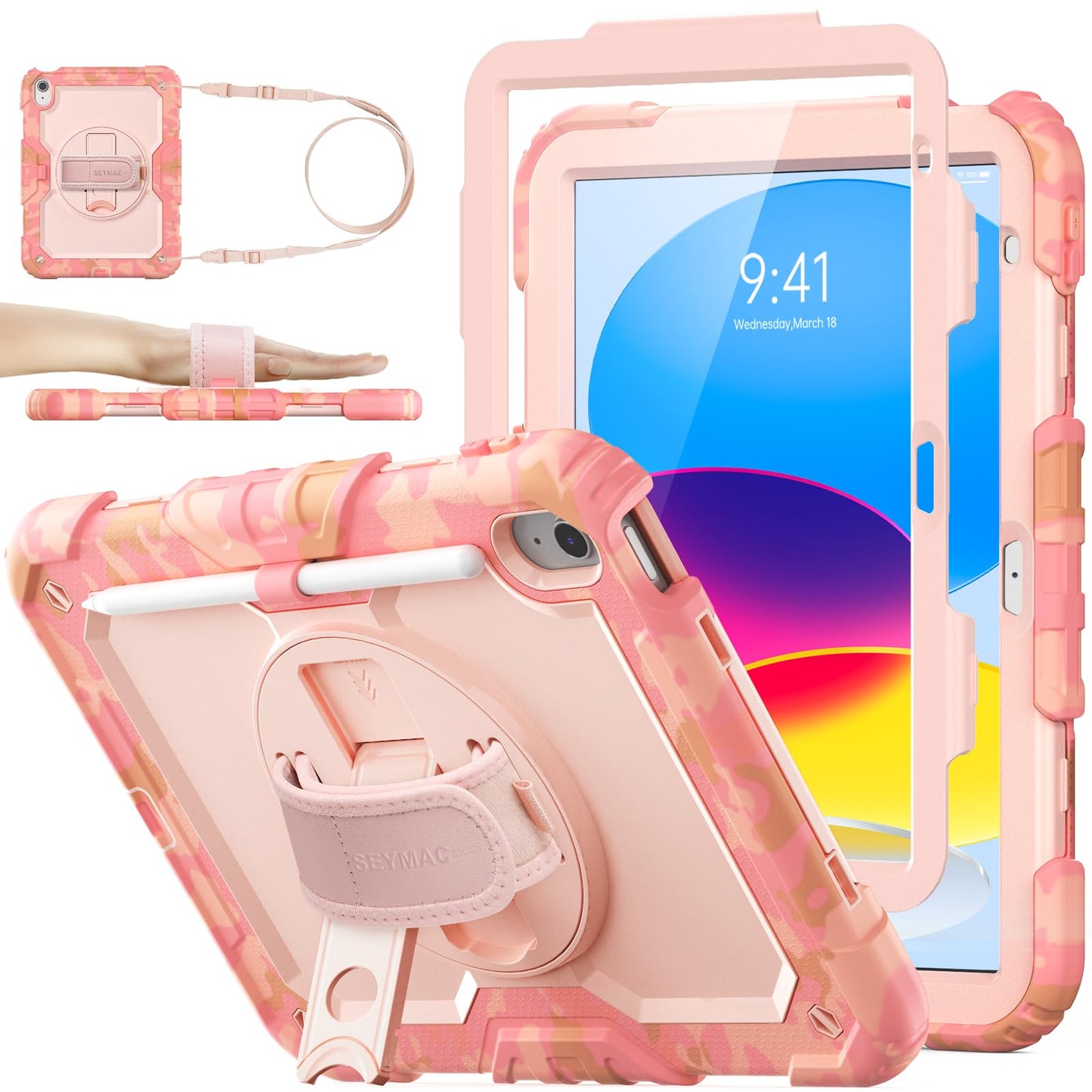 Full-Body iPad Case with Rotating Stand Protection