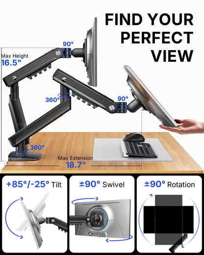 Adjustable Monitor Arm with Tool-Free VESA Mount