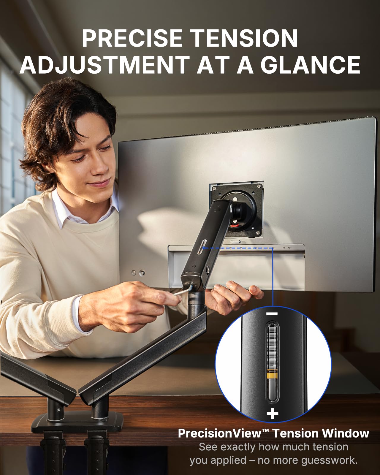 Adjustable Monitor Arm with Tool-Free VESA Mount