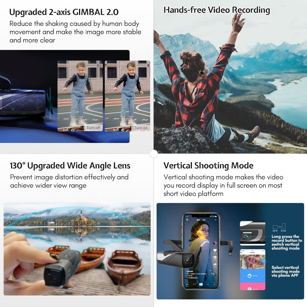 4K Wearable Vlog Camera with Gimbal Stabilization