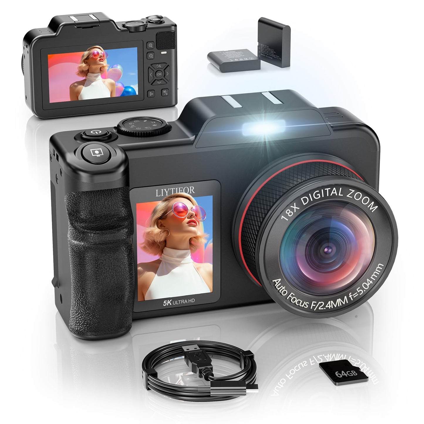 5K Digital Camera with Dual Screen & Autofocus