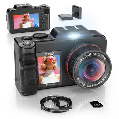 5K Digital Camera with Dual Screen & Autofocus