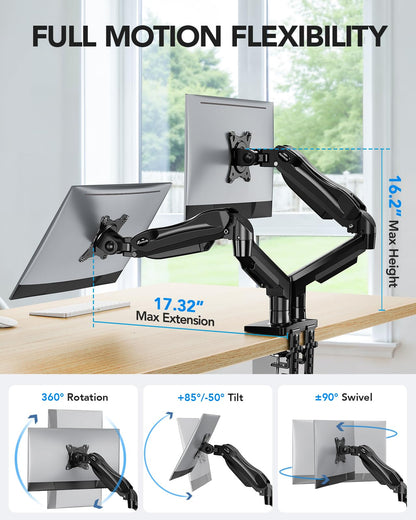 Dual Monitor Stand with Adjustable VESA Desk Mount