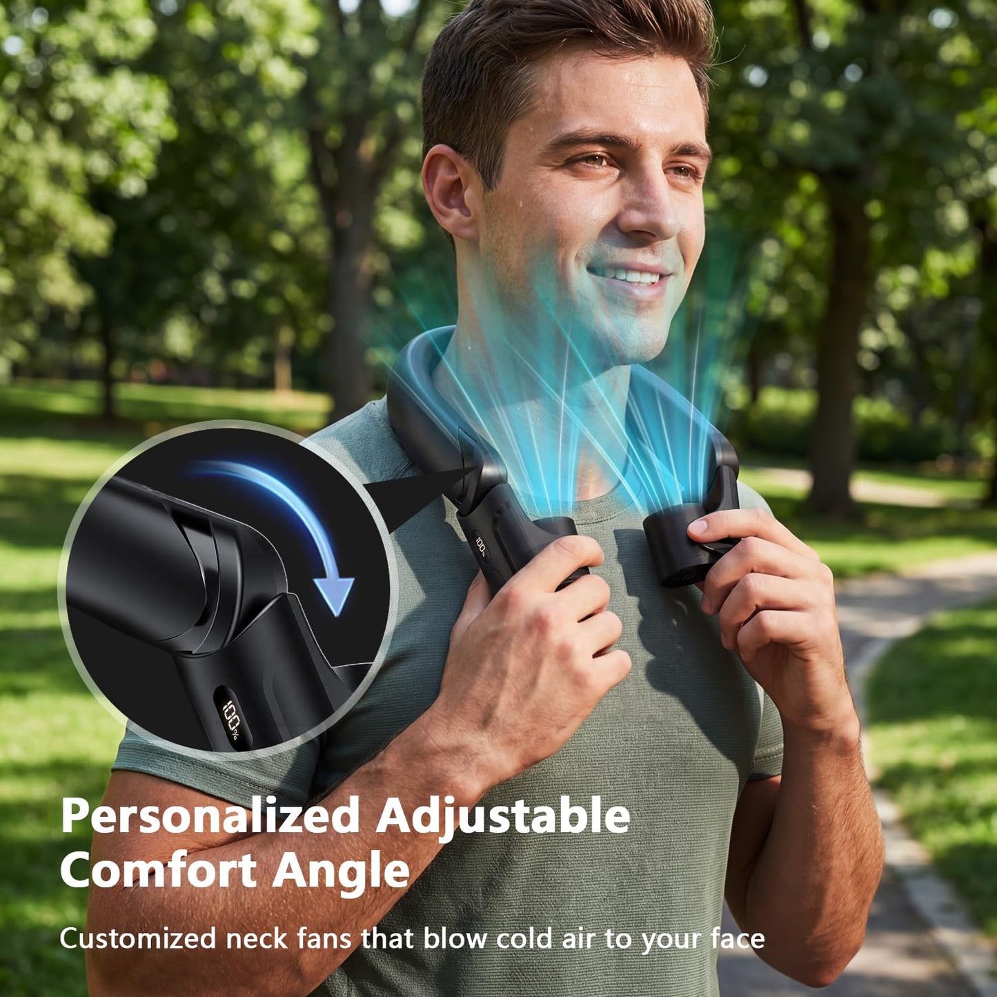 Portable Neck Fan with 360° Airflow & LED Display
