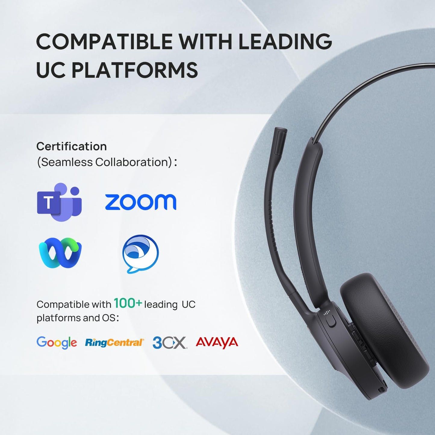 Wireless Bluetooth Headset with Noise-Canceling Microphone