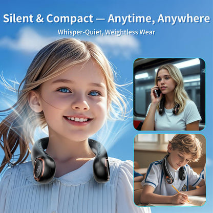 Portable Neck Fan with Rechargeable Battery & LED Display