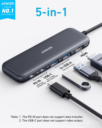 5-in-1 USB-C Hub with Multi-Port Connectivity
