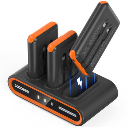 10000mAh Portable Power Bank with Built-In Cables