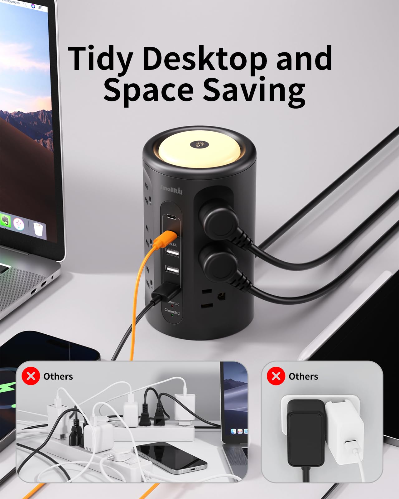 Power Strip with USB Charging & Night Light