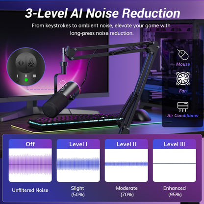 USB/XLR Gaming Microphone with Noise Cancellation