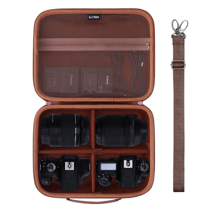 L LTGEM Camera Case Compatible with Canon EOS Rebel T7/R50/R6 Mark II/R100/R50 V/T6/R8/R10/R5 Mark II/RP/R7/5D Mark IV/SL3/R5/T100 DSLR SLR Camera, Len and Tripod with 4 Dividers and Shoulder Strap