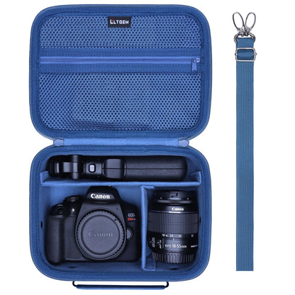 L LTGEM Camera Case Compatible with Canon EOS Rebel T7/R50/R6 Mark II/R100/R50 V/T6/R8/R10/R5 Mark II/RP/R7/5D Mark IV/SL3/R5/T100 DSLR SLR Camera, Len and Tripod with 4 Dividers and Shoulder Strap