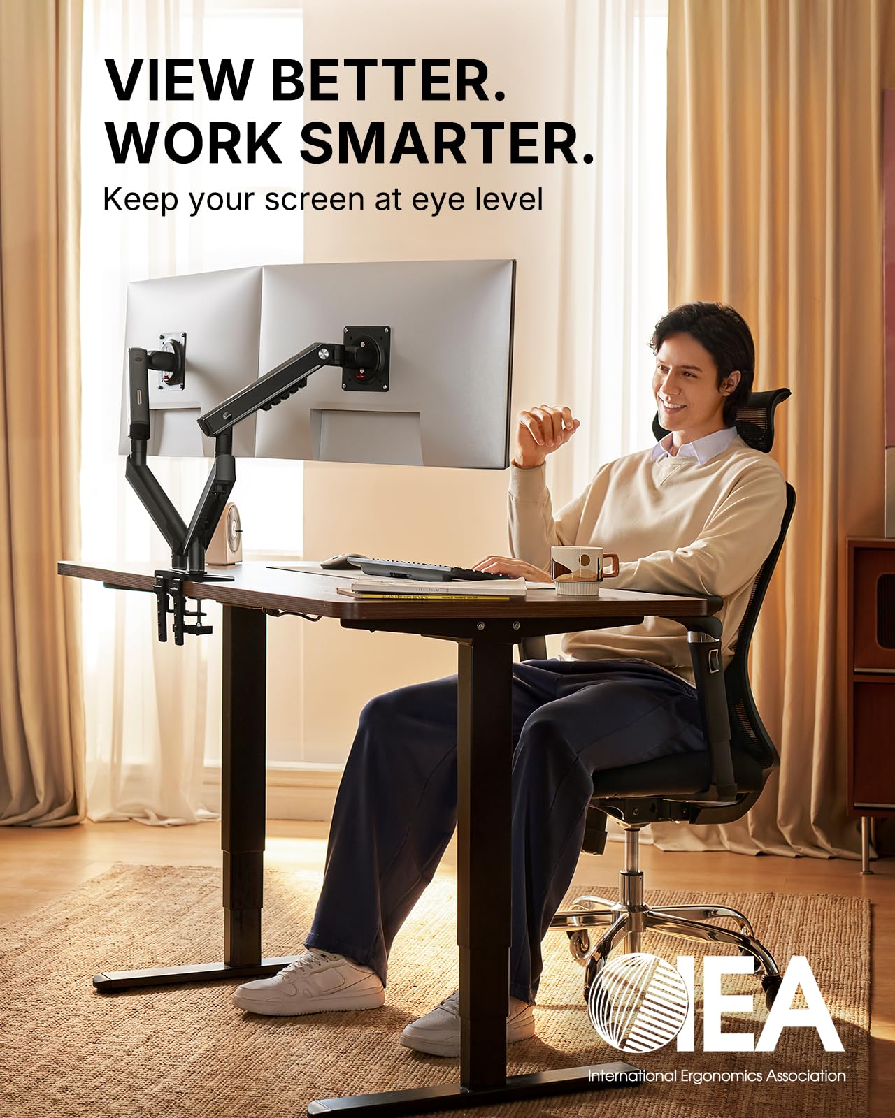 Adjustable Monitor Arm with Tool-Free VESA Mount