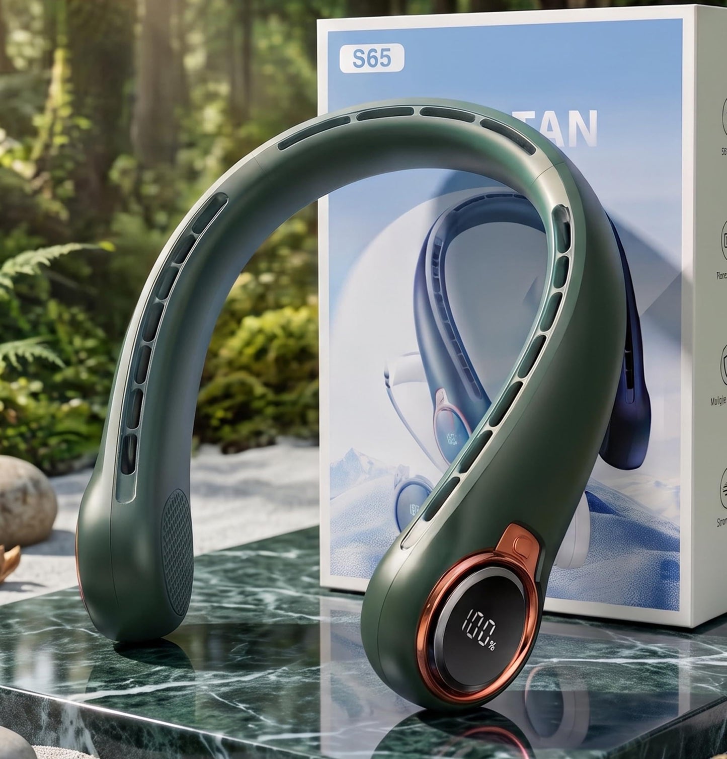 Portable Neck Fan with Rechargeable Battery & LED Display