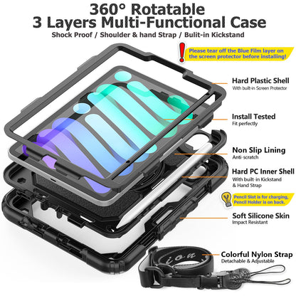 Protective iPad Mini Case with Rotating Hand Strap Stand