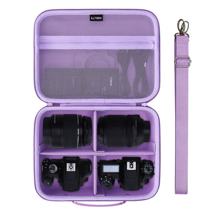 L LTGEM Camera Case Compatible with Canon EOS Rebel T7/R50/R6 Mark II/R100/R50 V/T6/R8/R10/R5 Mark II/RP/R7/5D Mark IV/SL3/R5/T100 DSLR SLR Camera, Len and Tripod with 4 Dividers and Shoulder Strap
