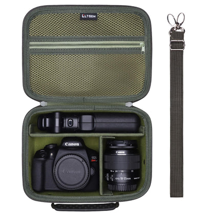 L LTGEM Camera Case Compatible with Canon EOS Rebel T7/R50/R6 Mark II/R100/R50 V/T6/R8/R10/R5 Mark II/RP/R7/5D Mark IV/SL3/R5/T100 DSLR SLR Camera, Len and Tripod with 4 Dividers and Shoulder Strap