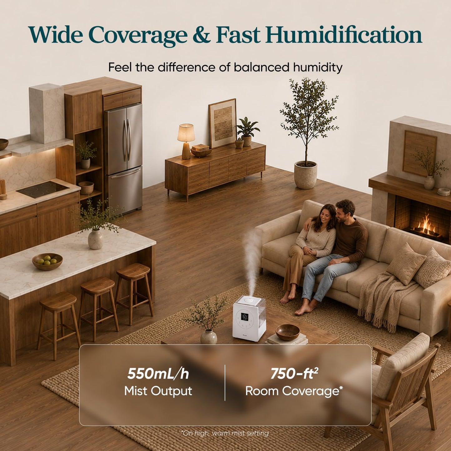 Smart Humidifier with 100-Hour Runtime & App Control