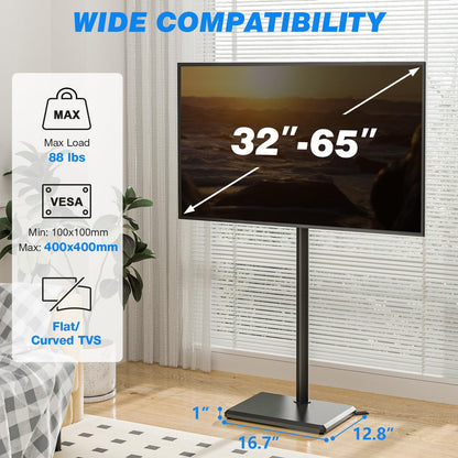 Swivel Floor TV Stand with Adjustable Height Mount