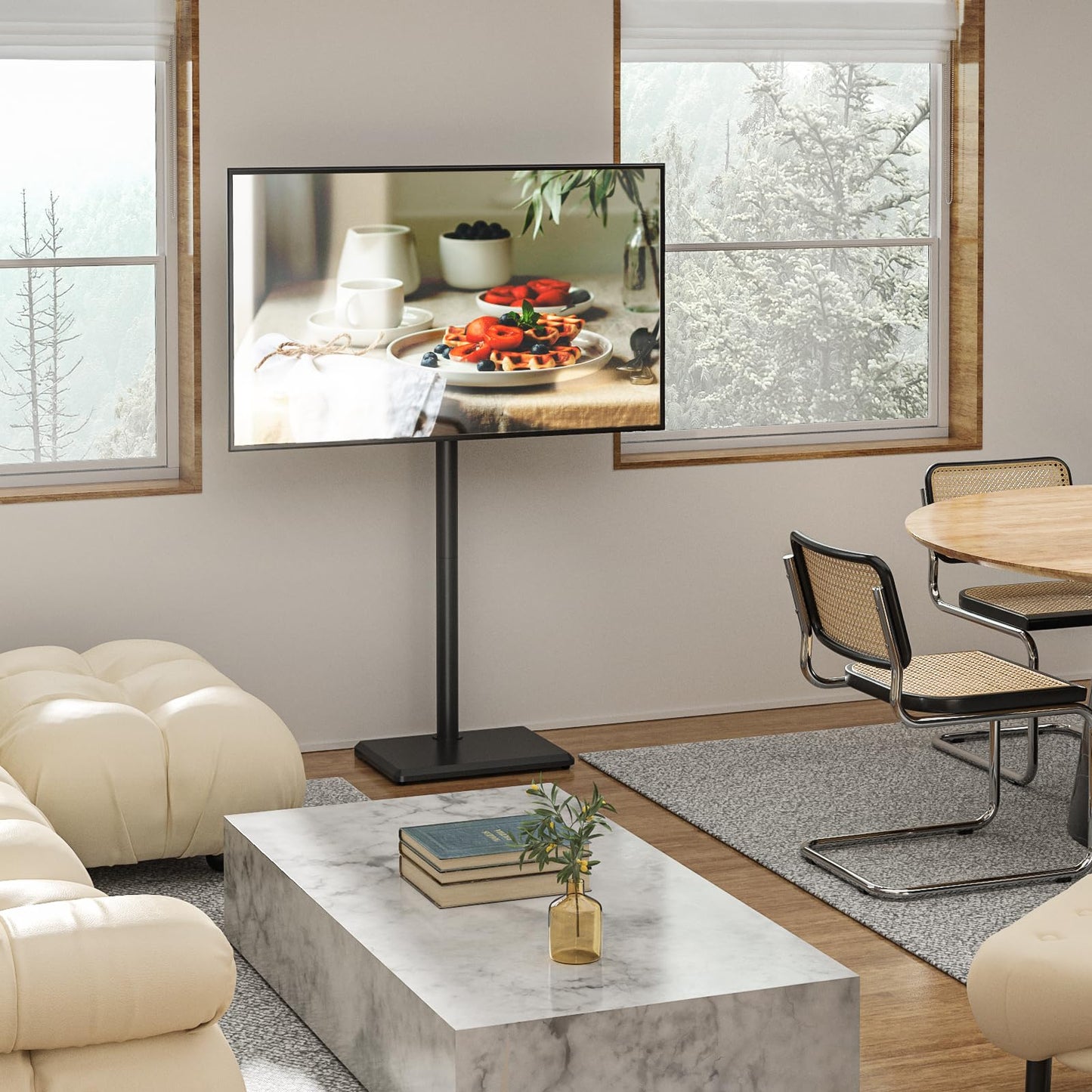 Swivel Floor TV Stand with Adjustable Height Mount