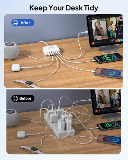 100W GaN USB-C Charging Station with 6 Ports