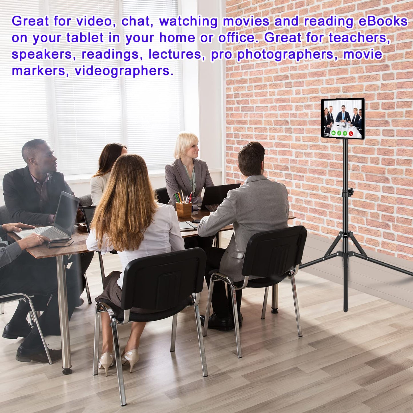 65-Inch Adjustable Tablet Tripod Stand with 360° Mount