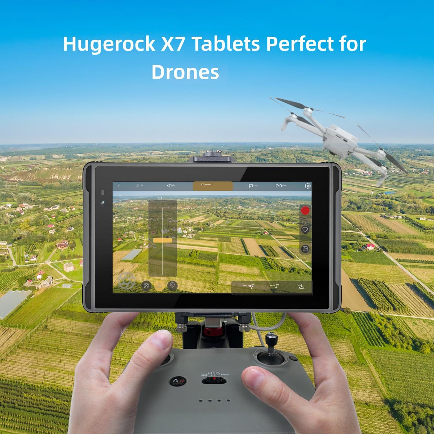 HUGEROCK X7 Rugged Tablet PC 2600nit Sunlight Readable,7 Inch RAM 8GB+ROM 128GB Android 13 Outdoor Anti-Drop Waterproof Tablets for UAV Camping Fishing Moto Drone Camera Monitor