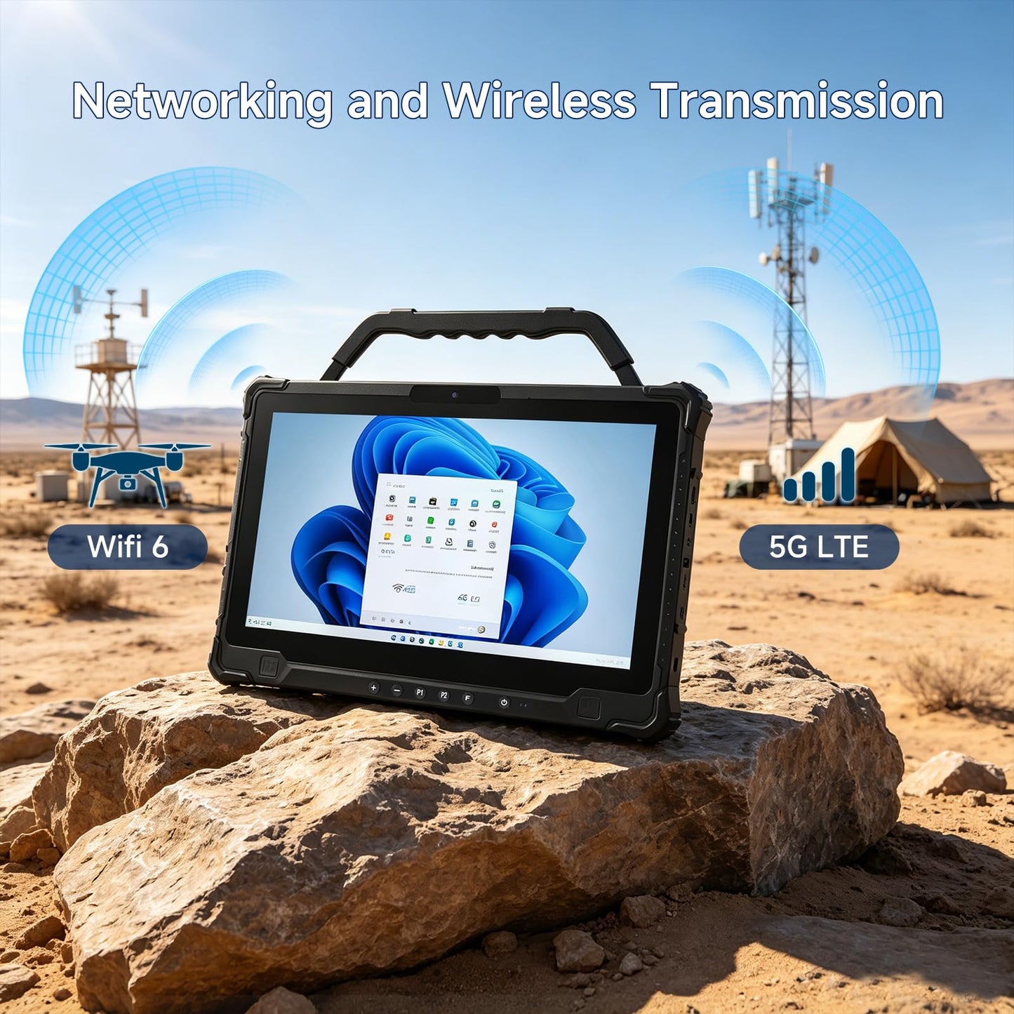 ONERugged M14A Windows Rugged Tablet, 5G 14-Inch FHD 1000 Nits Touchscreen, Intel i5-1235U, 16GB RAM 256GB SSD, IP65 Waterproof Industrial Tablet PC for Outdoor Work Field Service