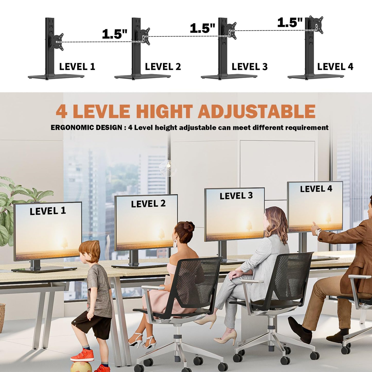 Adjustable Computer Monitor Stand for Desk Setup