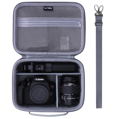 L LTGEM Camera Case Compatible with Canon EOS Rebel T7/R50/R6 Mark II/R100/R50 V/T6/R8/R10/R5 Mark II/RP/R7/5D Mark IV/SL3/R5/T100 DSLR SLR Camera, Len and Tripod with 4 Dividers and Shoulder Strap