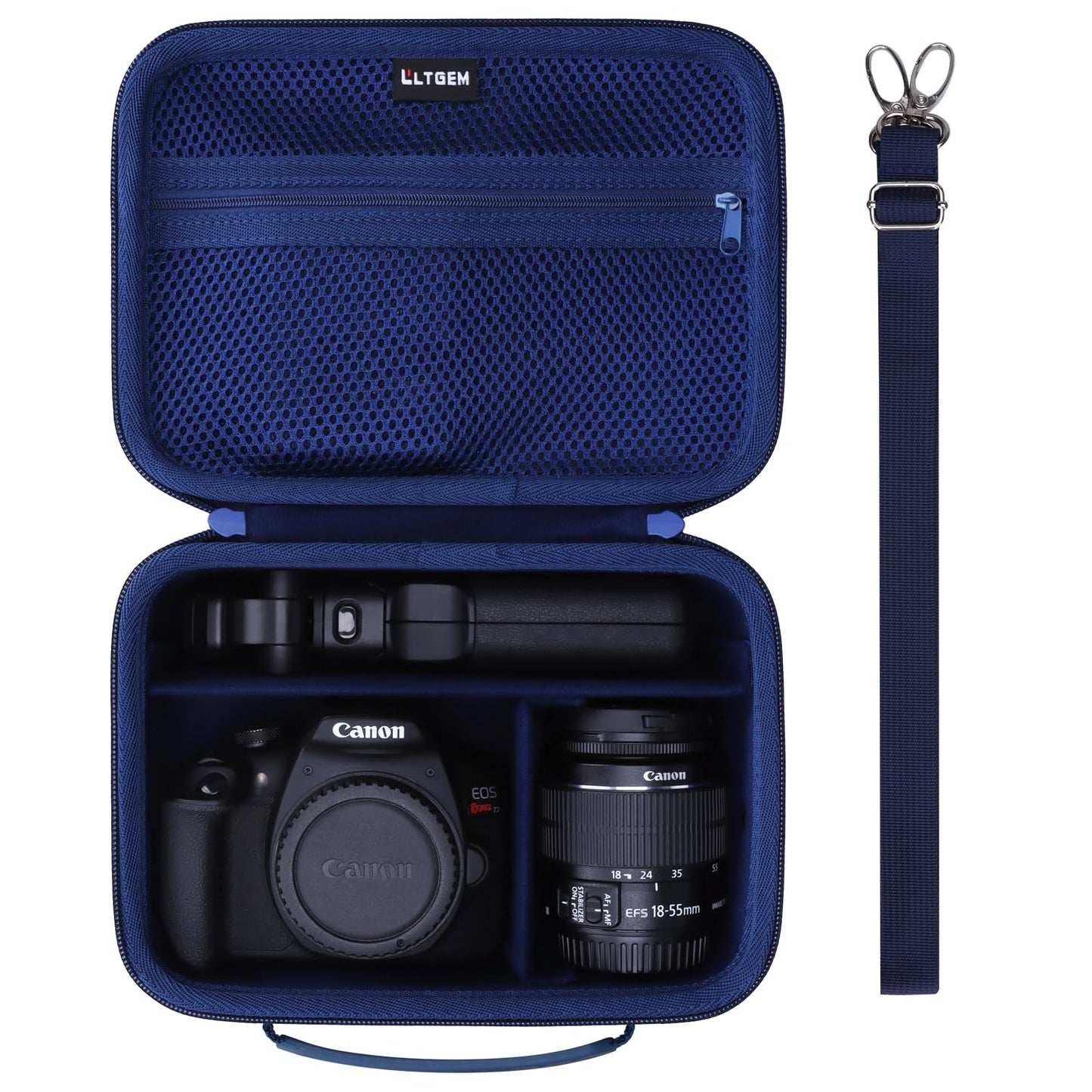 L LTGEM Camera Case Compatible with Canon EOS Rebel T7/R50/R6 Mark II/R100/R50 V/T6/R8/R10/R5 Mark II/RP/R7/5D Mark IV/SL3/R5/T100 DSLR SLR Camera, Len and Tripod with 4 Dividers and Shoulder Strap