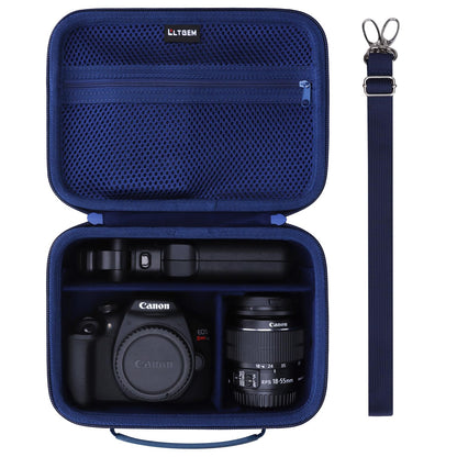 L LTGEM Camera Case Compatible with Canon EOS Rebel T7/R50/R6 Mark II/R100/R50 V/T6/R8/R10/R5 Mark II/RP/R7/5D Mark IV/SL3/R5/T100 DSLR SLR Camera, Len and Tripod with 4 Dividers and Shoulder Strap