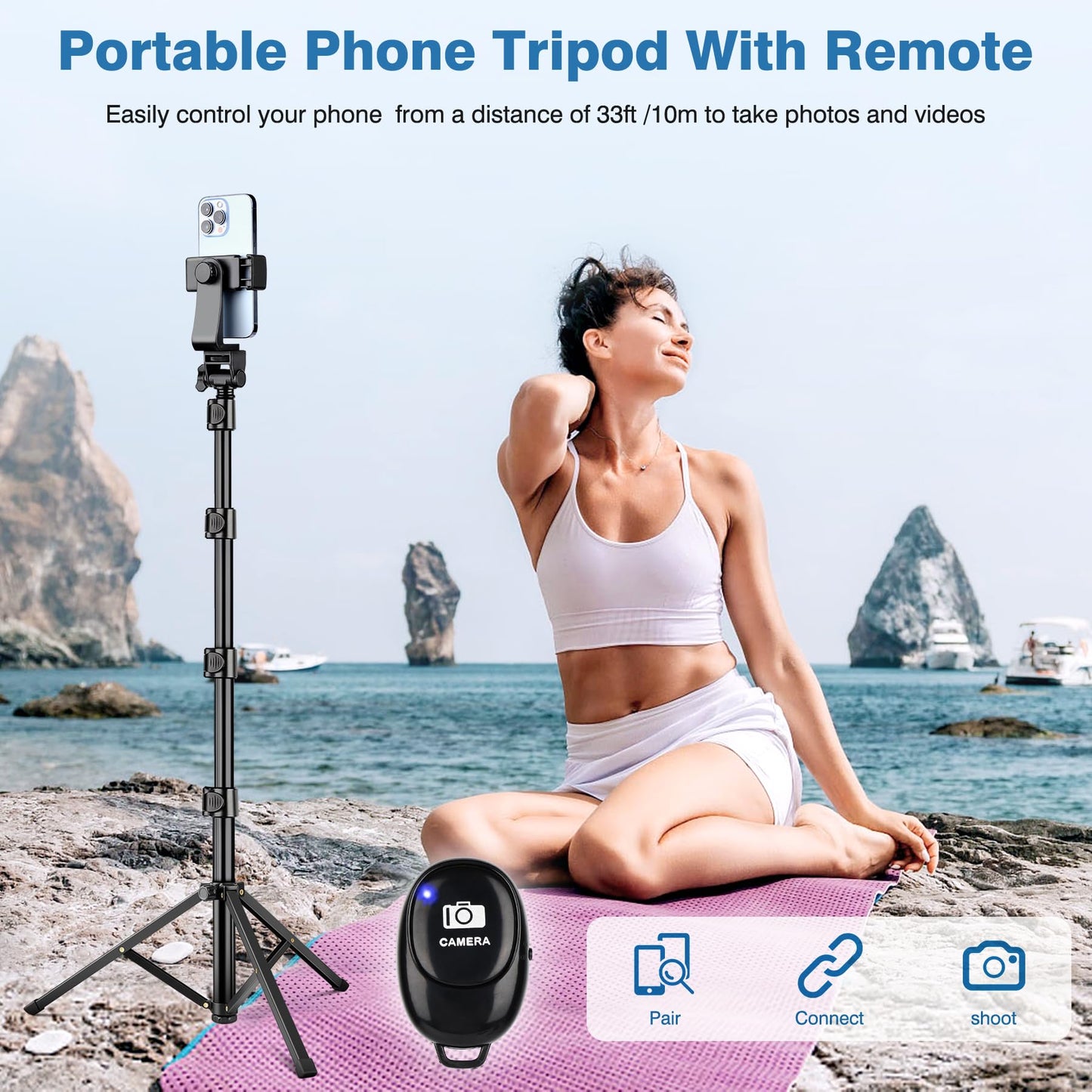 Adjustable Phone Tripod Stand with 360° Ball Head