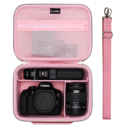 L LTGEM Camera Case Compatible with Canon EOS Rebel T7/R50/R6 Mark II/R100/R50 V/T6/R8/R10/R5 Mark II/RP/R7/5D Mark IV/SL3/R5/T100 DSLR SLR Camera, Len and Tripod with 4 Dividers and Shoulder Strap