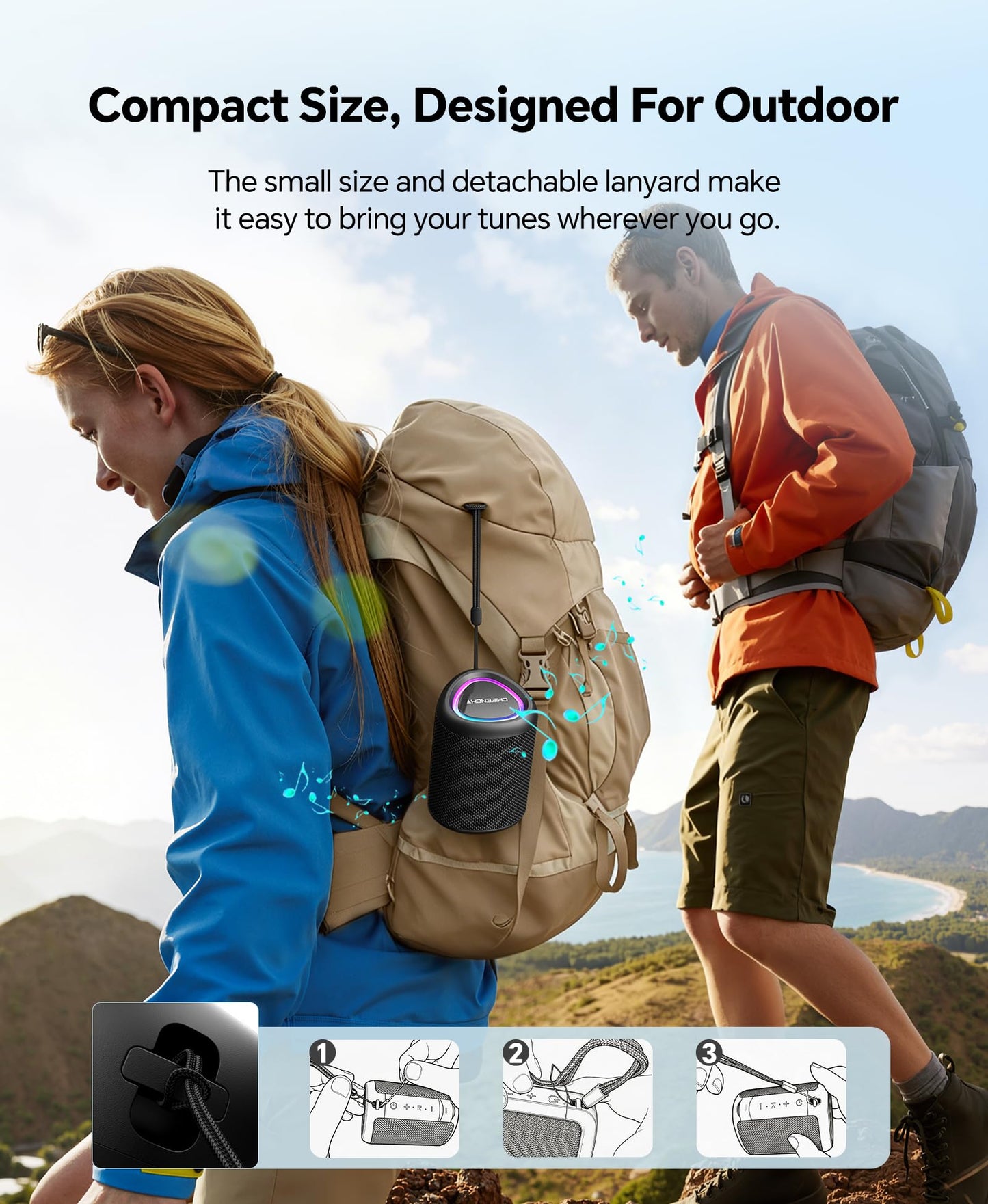 Portable Bluetooth Speaker with IPX5 Waterproof Design