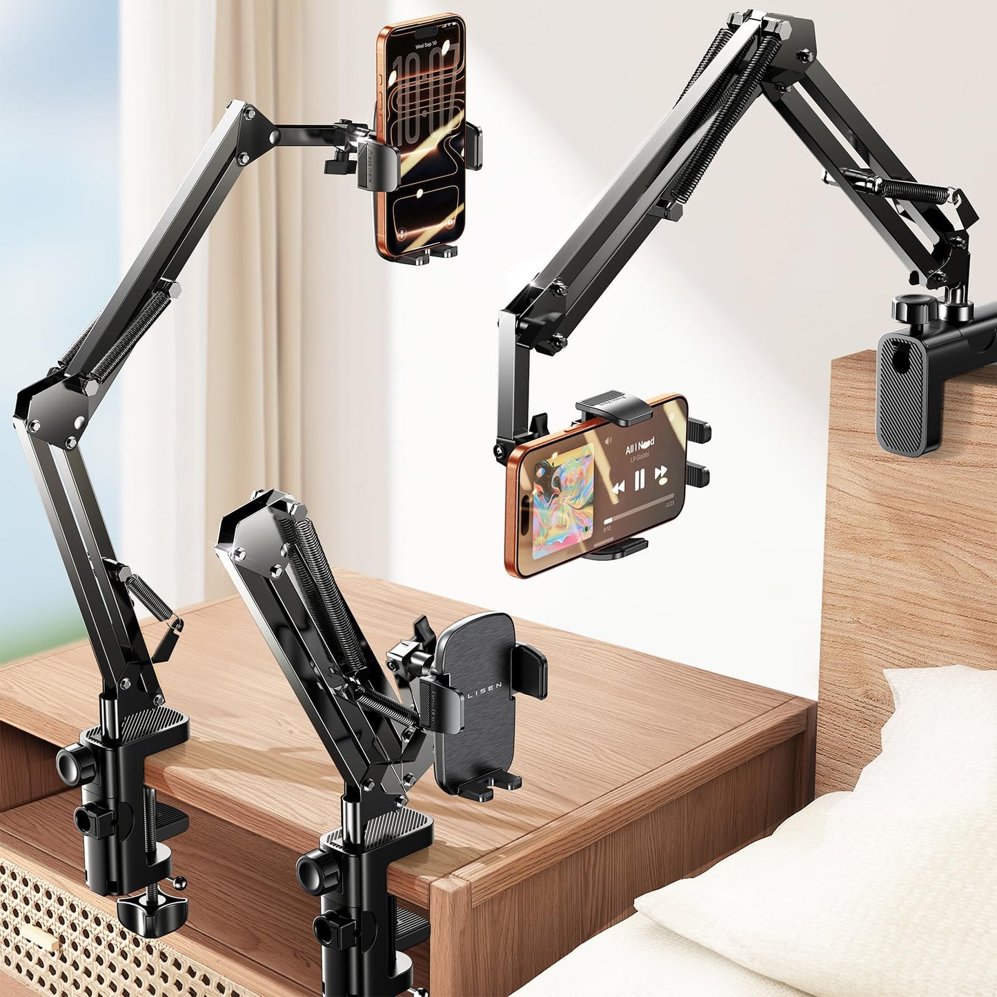 Flexible Clamp Gooseneck Phone Holder for Desk & Bed