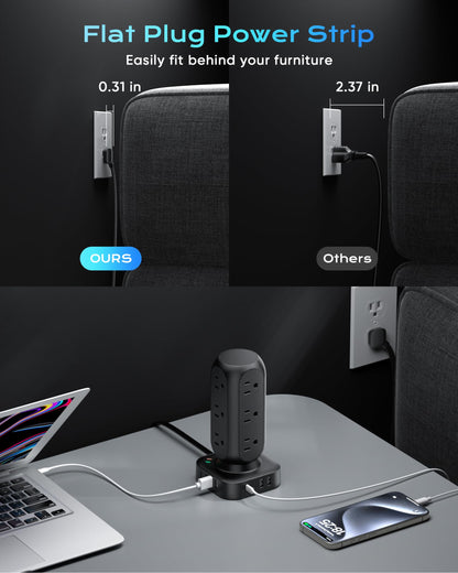 Power Strip Tower with USB-C Fast Charging Ports