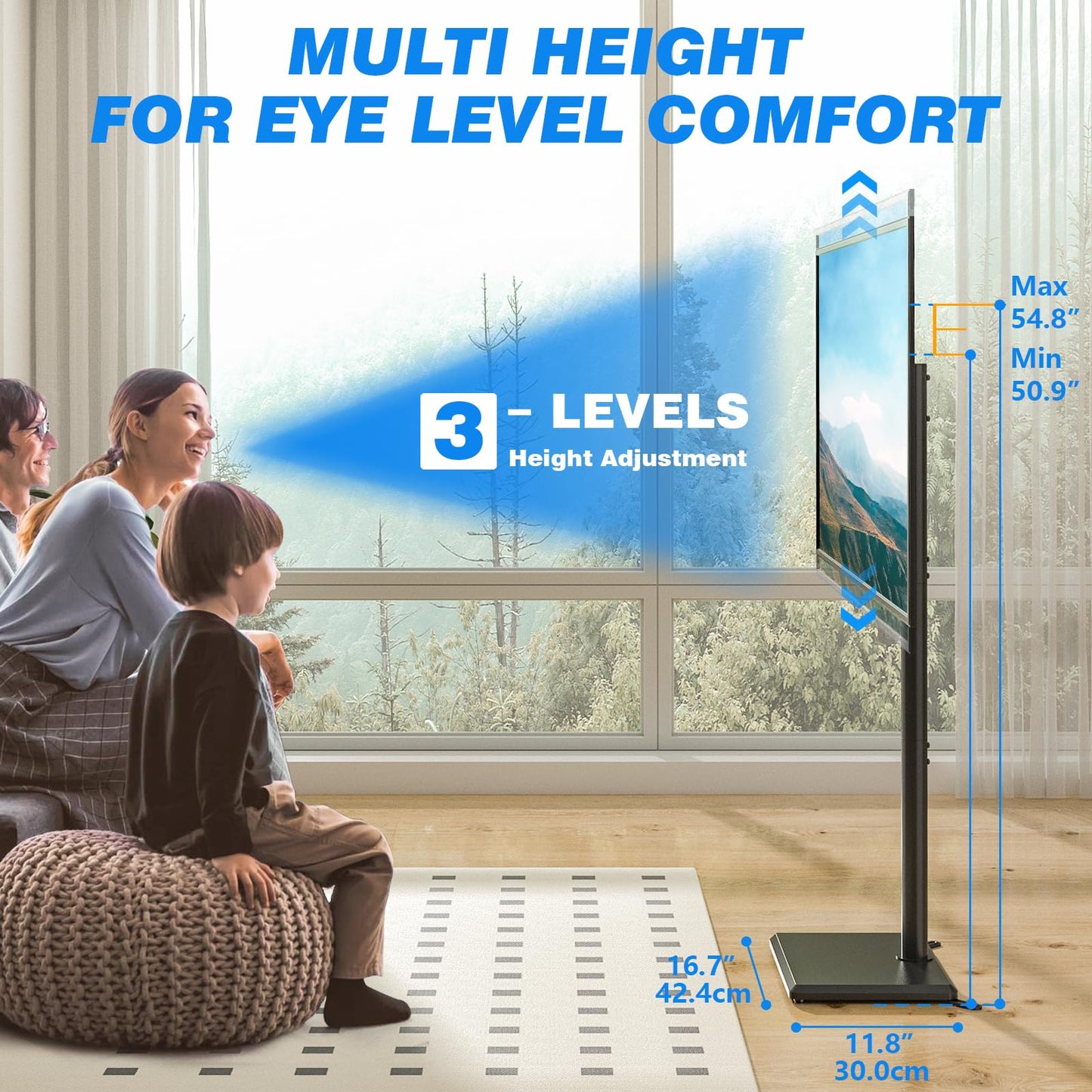 Swivel Floor TV Stand with Adjustable Height Mount