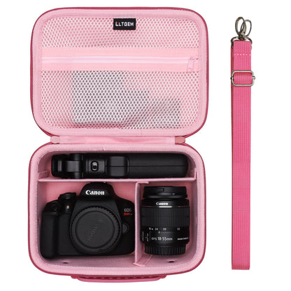 L LTGEM Camera Case Compatible with Canon EOS Rebel T7/R50/R6 Mark II/R100/R50 V/T6/R8/R10/R5 Mark II/RP/R7/5D Mark IV/SL3/R5/T100 DSLR SLR Camera, Len and Tripod with 4 Dividers and Shoulder Strap
