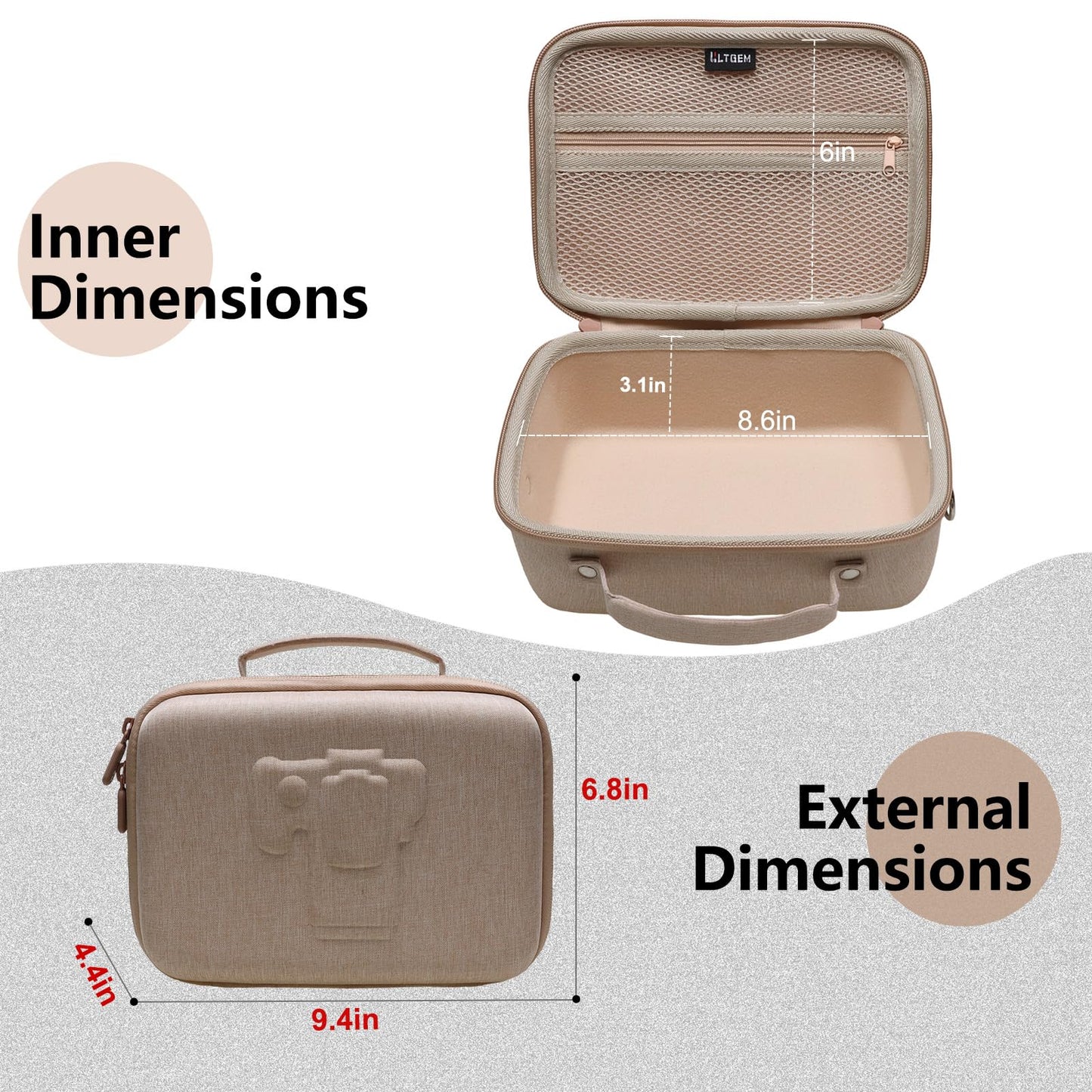 L LTGEM Camera Case Compatible with Canon EOS Rebel T7/R50/R6 Mark II/R100/R50 V/T6/R8/R10/R5 Mark II/RP/R7/5D Mark IV/SL3/R5/T100 DSLR SLR Camera, Len and Tripod with 4 Dividers and Shoulder Strap