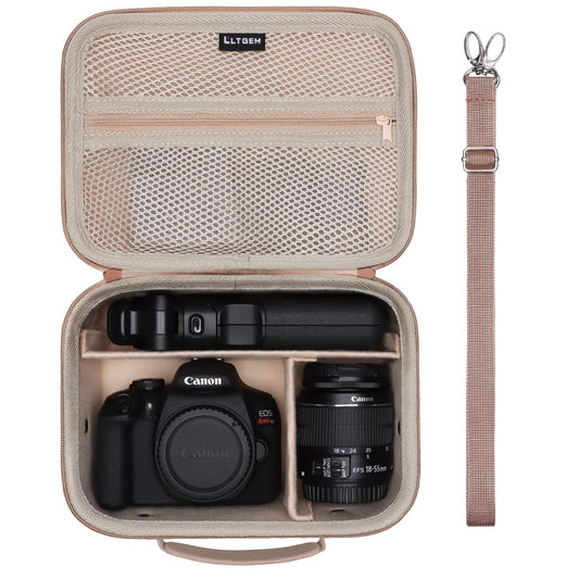 L LTGEM Camera Case Compatible with Canon EOS Rebel T7/R50/R6 Mark II/R100/R50 V/T6/R8/R10/R5 Mark II/RP/R7/5D Mark IV/SL3/R5/T100 DSLR SLR Camera, Len and Tripod with 4 Dividers and Shoulder Strap