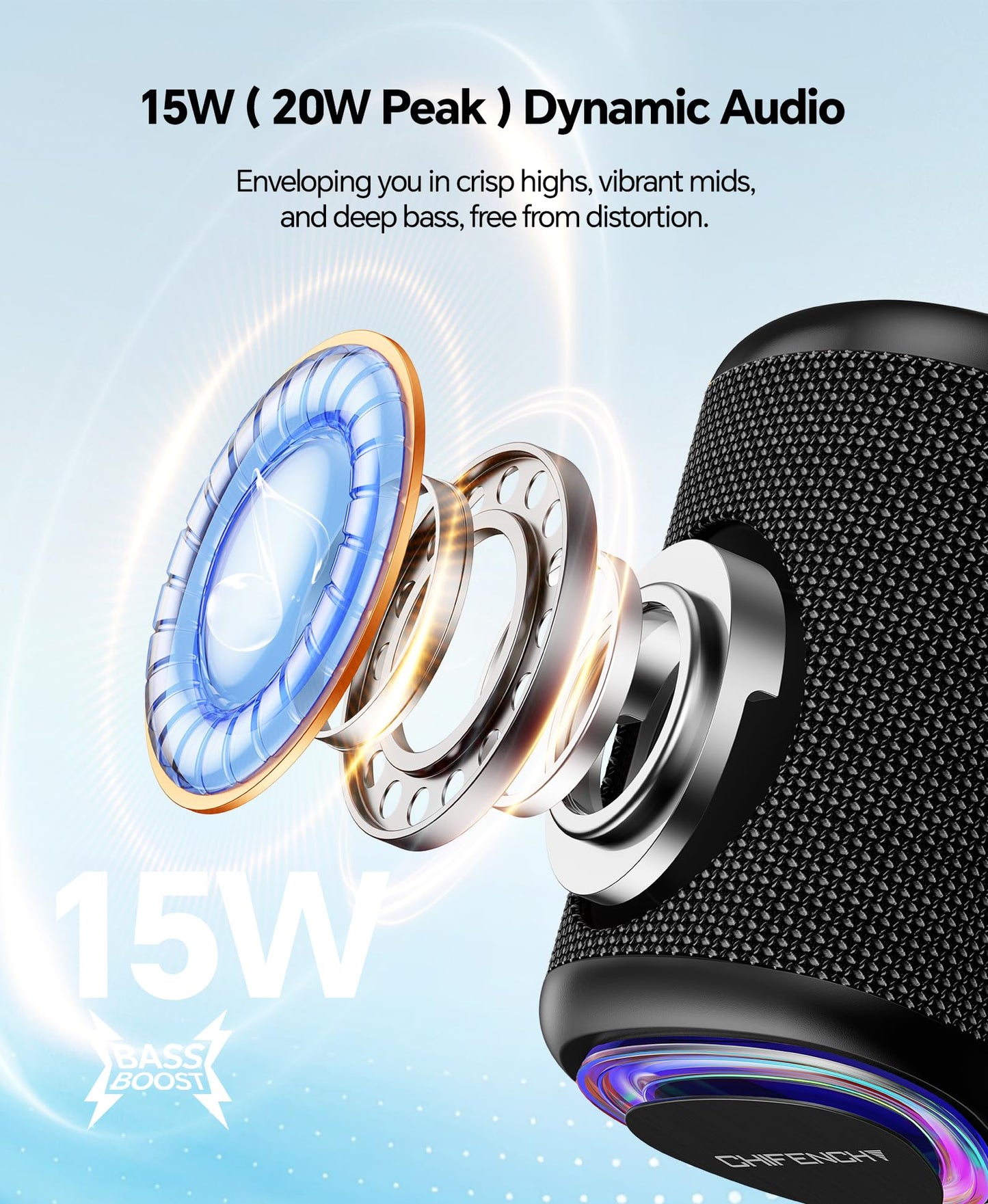 Portable Bluetooth Speaker with IPX5 Waterproof Design