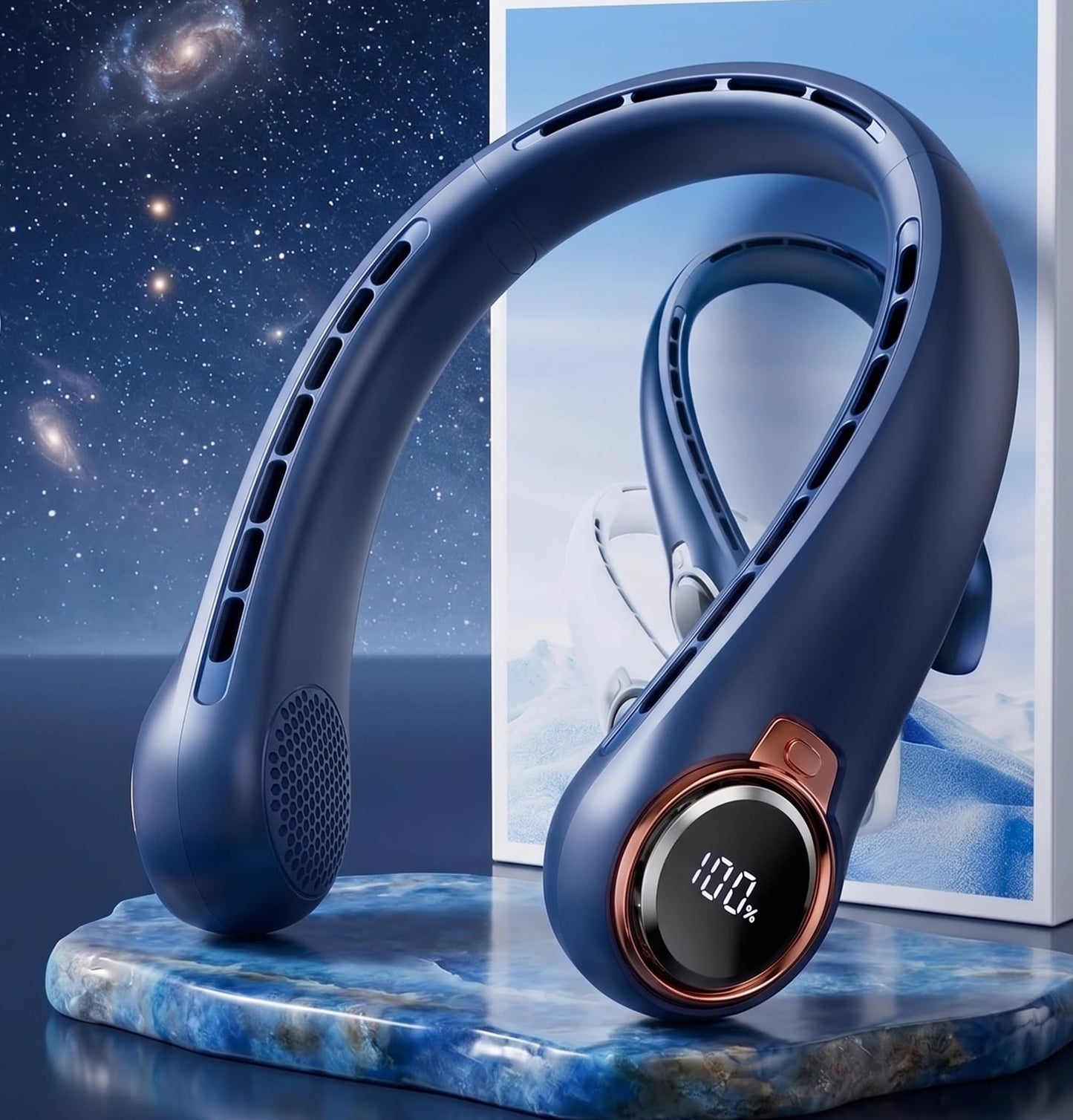 Portable Neck Fan with Rechargeable Battery & LED Display