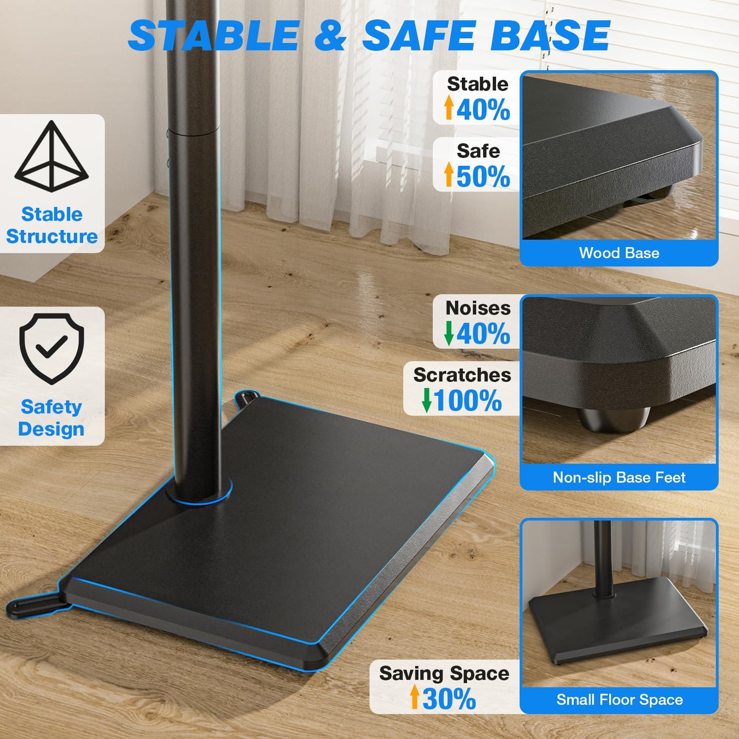 Swivel Floor TV Stand with Adjustable Height Mount