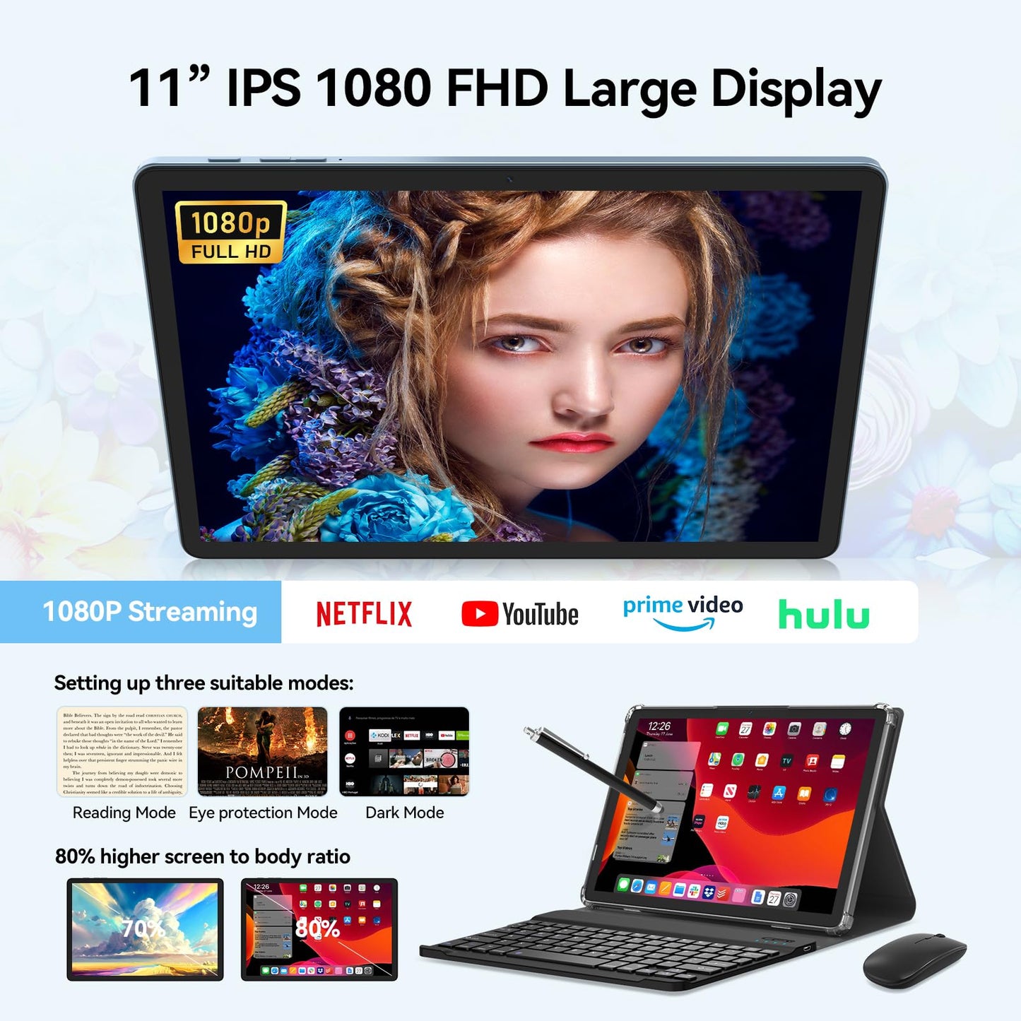 Tablet 11 inch Android 16 Tablet, 2026 Latest Update 128GB ROM 20GB RAM, 4G LTE Tablets, 5G WiFi+Cellular, Octa-Core MTK8786, 13+8 MP Rear and Front Camera,Incell FHD Screen, T-Mobile SIM Card Support