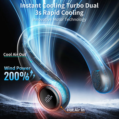 Portable Neck Fan with Rechargeable Battery & LED Display