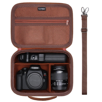 L LTGEM Camera Case Compatible with Canon EOS Rebel T7/R50/R6 Mark II/R100/R50 V/T6/R8/R10/R5 Mark II/RP/R7/5D Mark IV/SL3/R5/T100 DSLR SLR Camera, Len and Tripod with 4 Dividers and Shoulder Strap