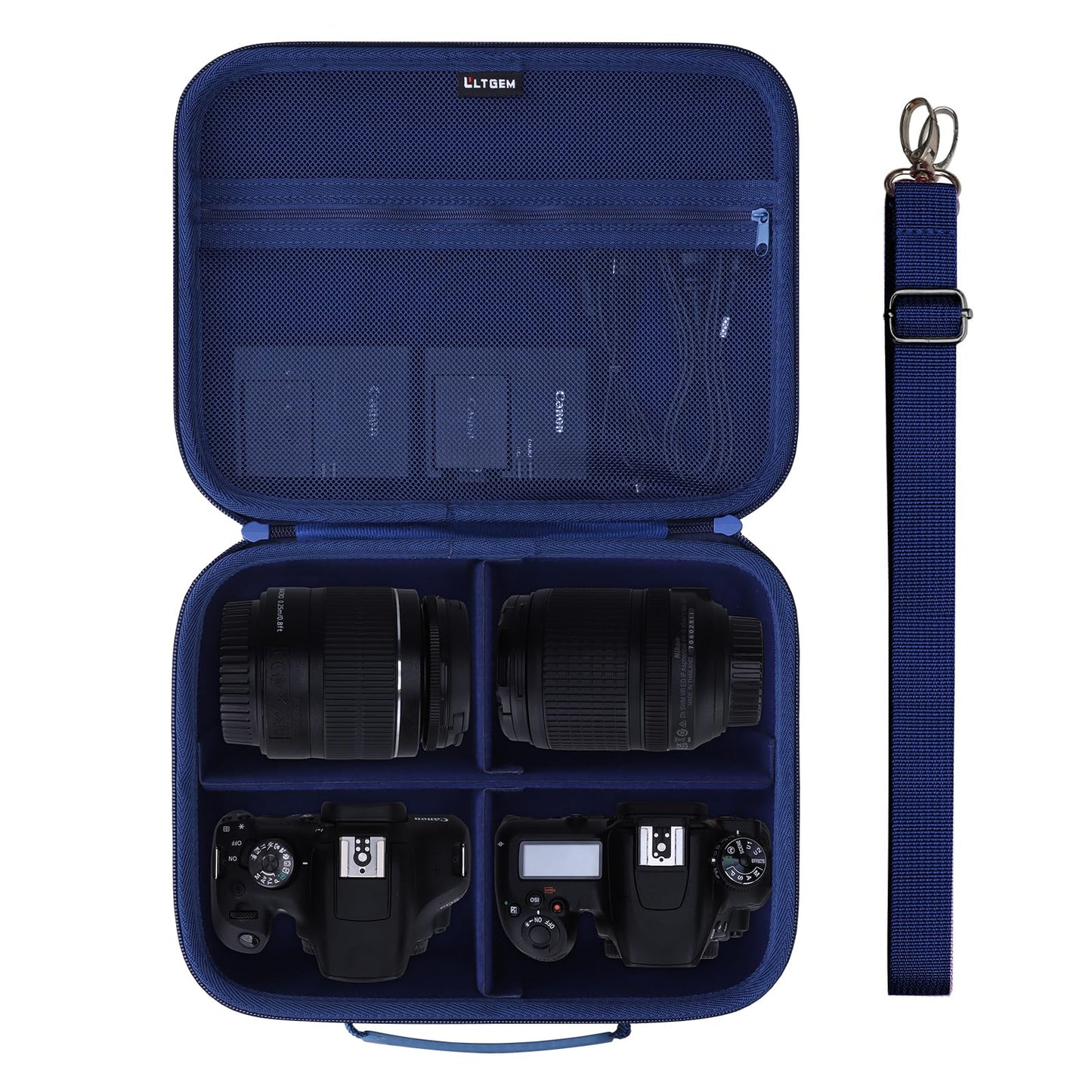 L LTGEM Camera Case Compatible with Canon EOS Rebel T7/R50/R6 Mark II/R100/R50 V/T6/R8/R10/R5 Mark II/RP/R7/5D Mark IV/SL3/R5/T100 DSLR SLR Camera, Len and Tripod with 4 Dividers and Shoulder Strap