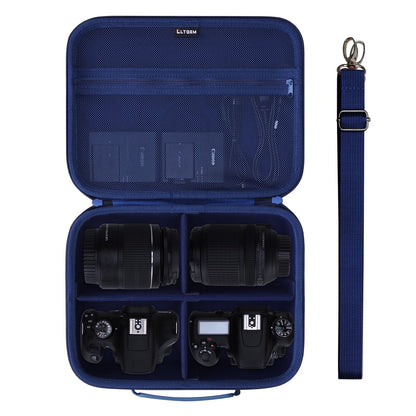 L LTGEM Camera Case Compatible with Canon EOS Rebel T7/R50/R6 Mark II/R100/R50 V/T6/R8/R10/R5 Mark II/RP/R7/5D Mark IV/SL3/R5/T100 DSLR SLR Camera, Len and Tripod with 4 Dividers and Shoulder Strap